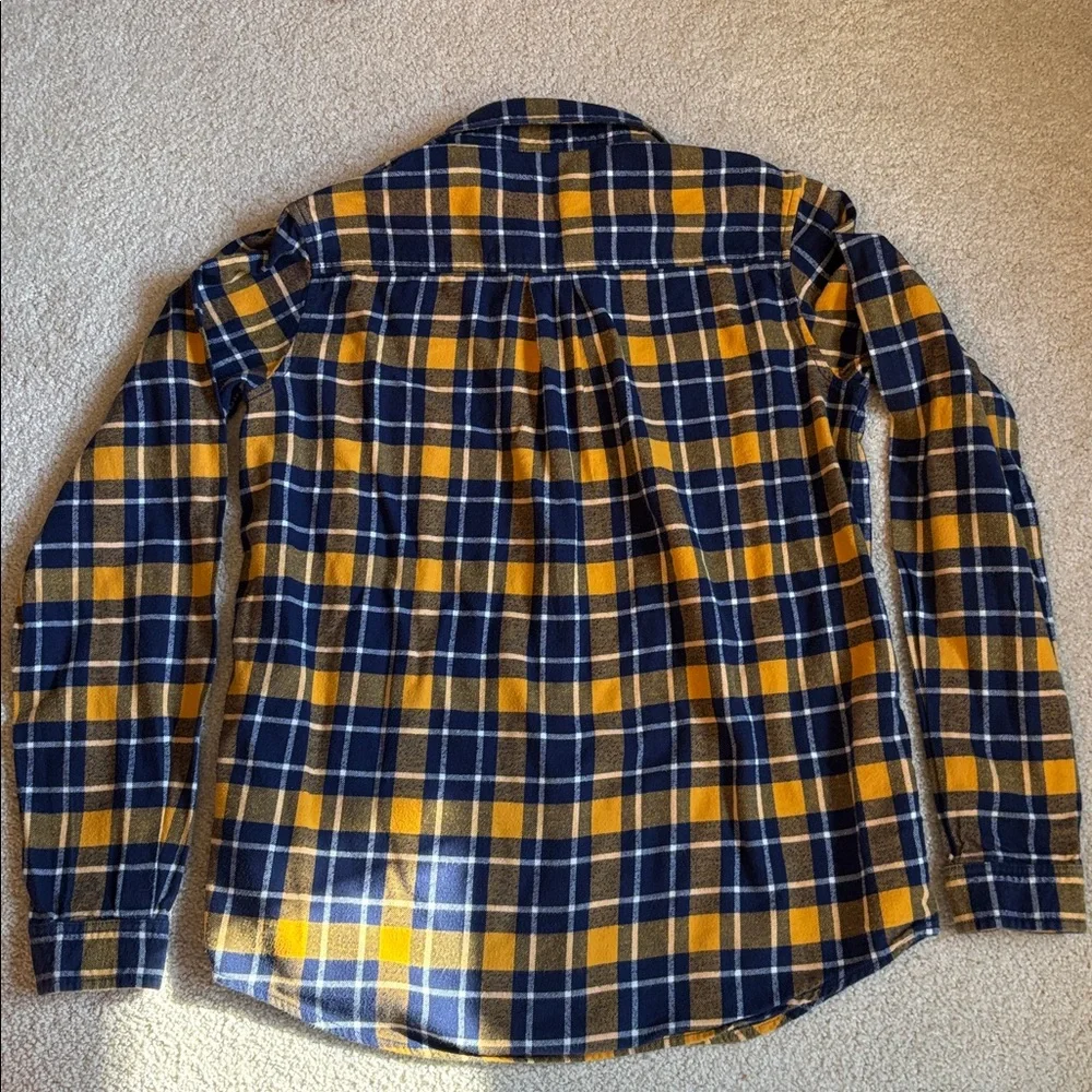 Hanna Andersson Yellow Blue Plaid Button Down Flannel Shirt size Boys US 14-16 - Picture 4 of 7